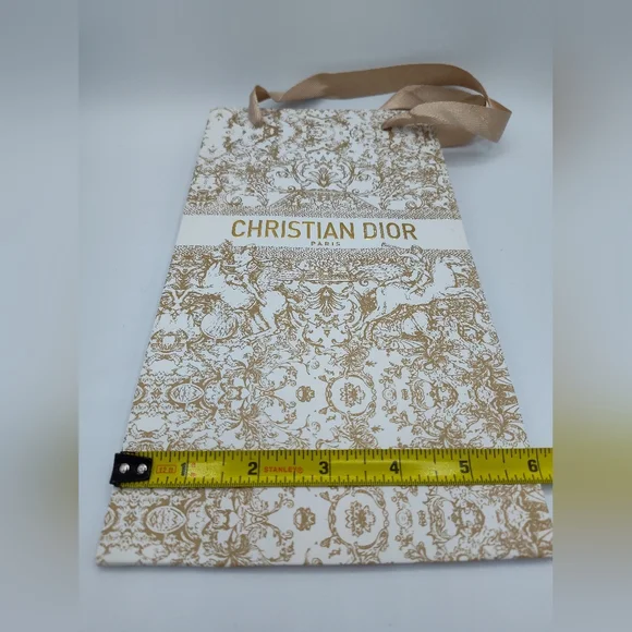 Christian Dior Gold Toile de Jouy Gift Bag Holiday Luxury Boutique Packaging - Picture 4 of 4